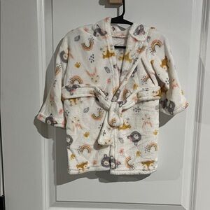 Adorable Kids' White and Gray Animal Print Pajama Robe